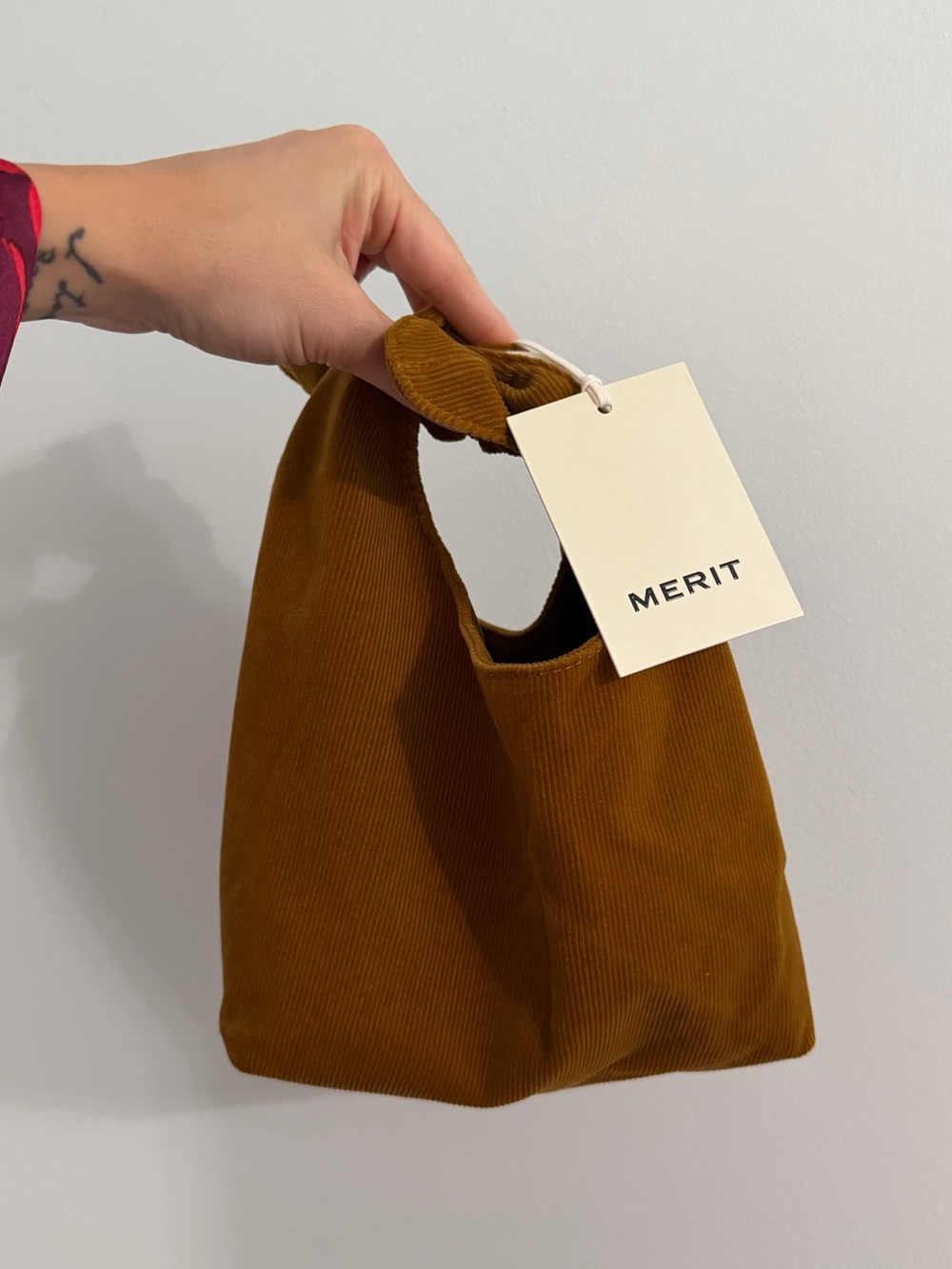 NWT Merit brown corduroy mini bag